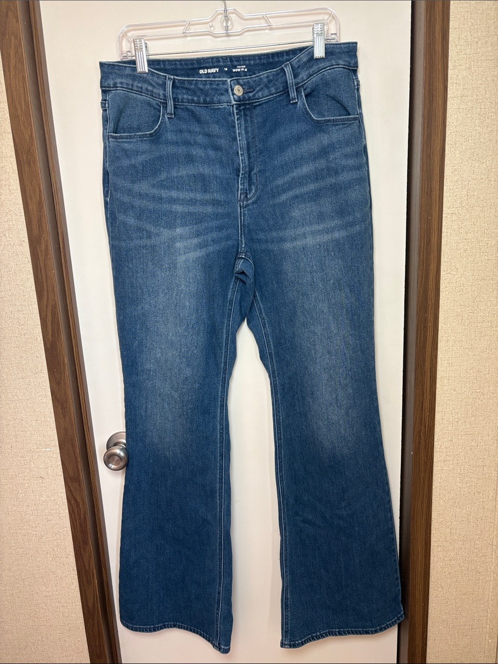 Old Navy Womens WOW Flare Jeans Sz 14 High Rise Bell Bottom Western Rodeo Blue